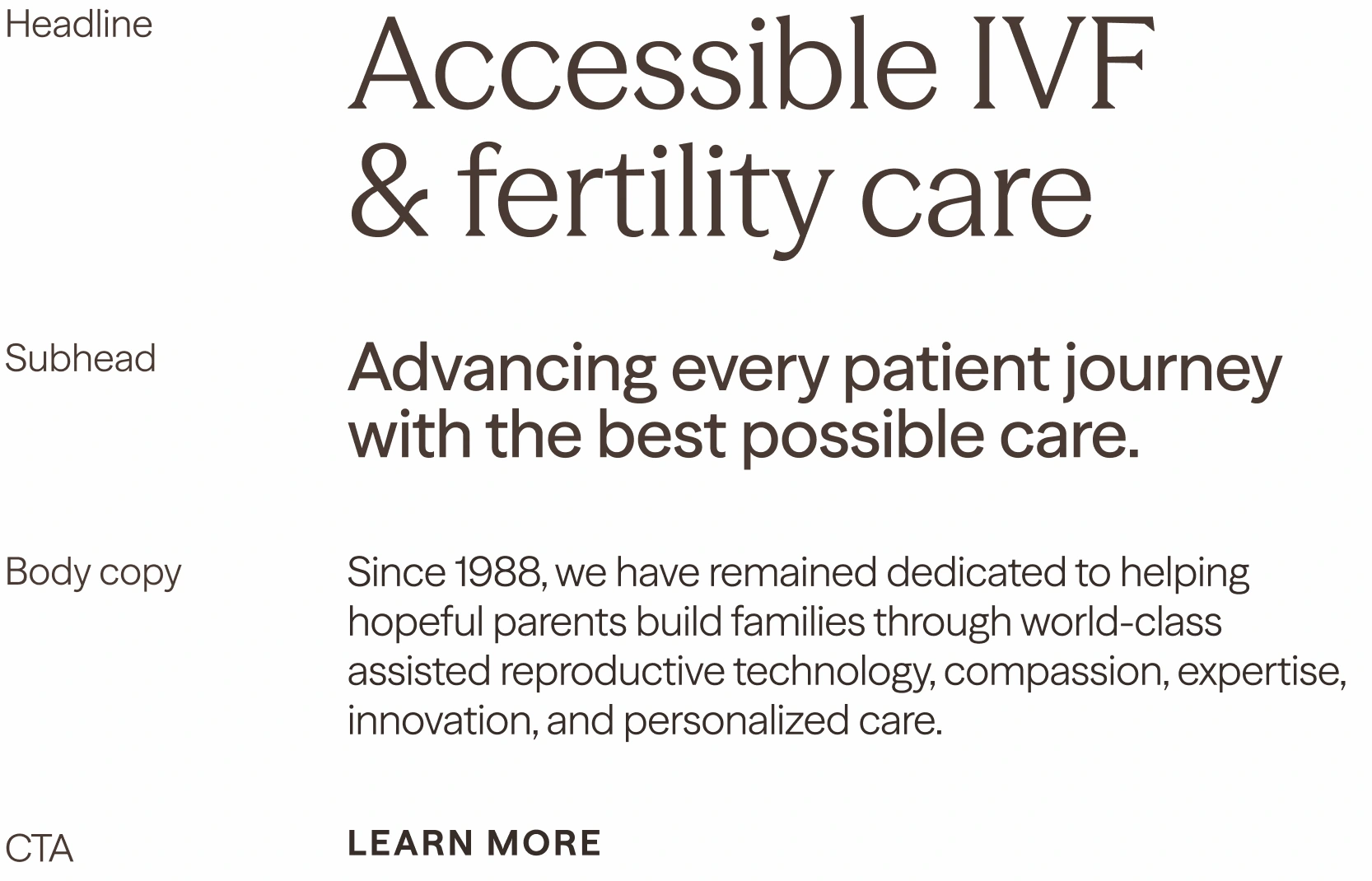 Example of typographic hierarchy